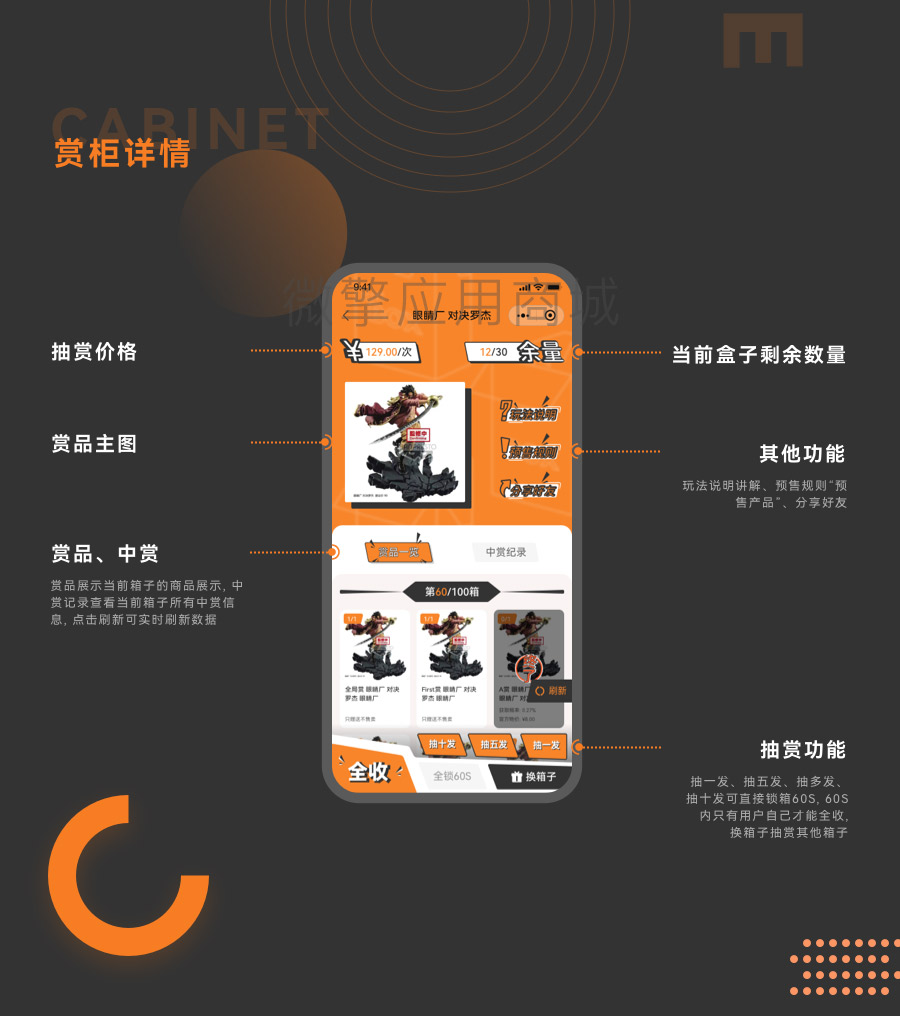 賞柜詳情，抽賞價格，賞品主圖，當前盒子剩余數量